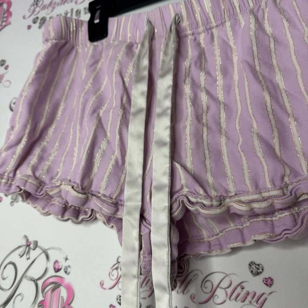 Victoria’s Secret shorts sparkly thread striped white and purple classic lounge - Picture 5 of 9